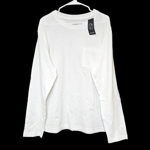 Original Use T-Shirt Mens Long Sleeve Chest Pocket Solid White Size Large New